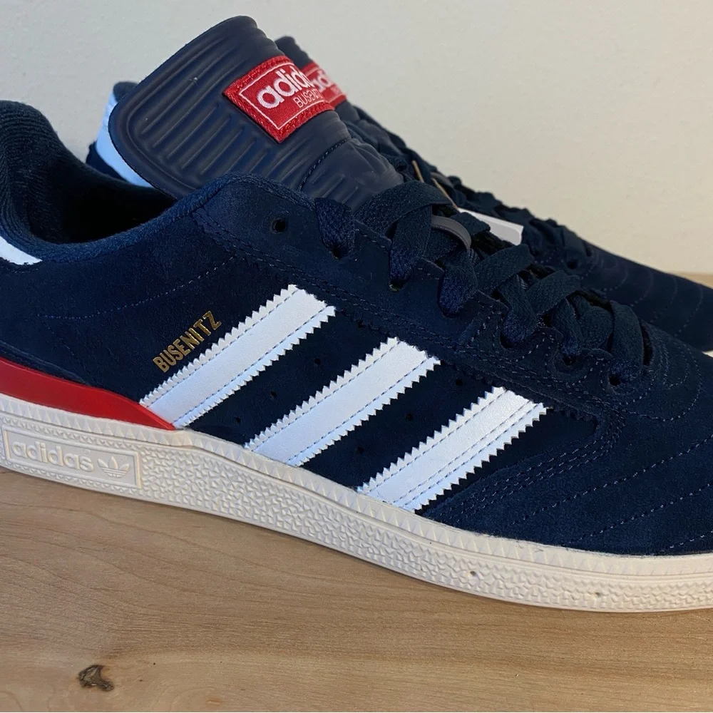 Adidas Busenitz Navy Suede Red Skateboarding Shoe - Size 10